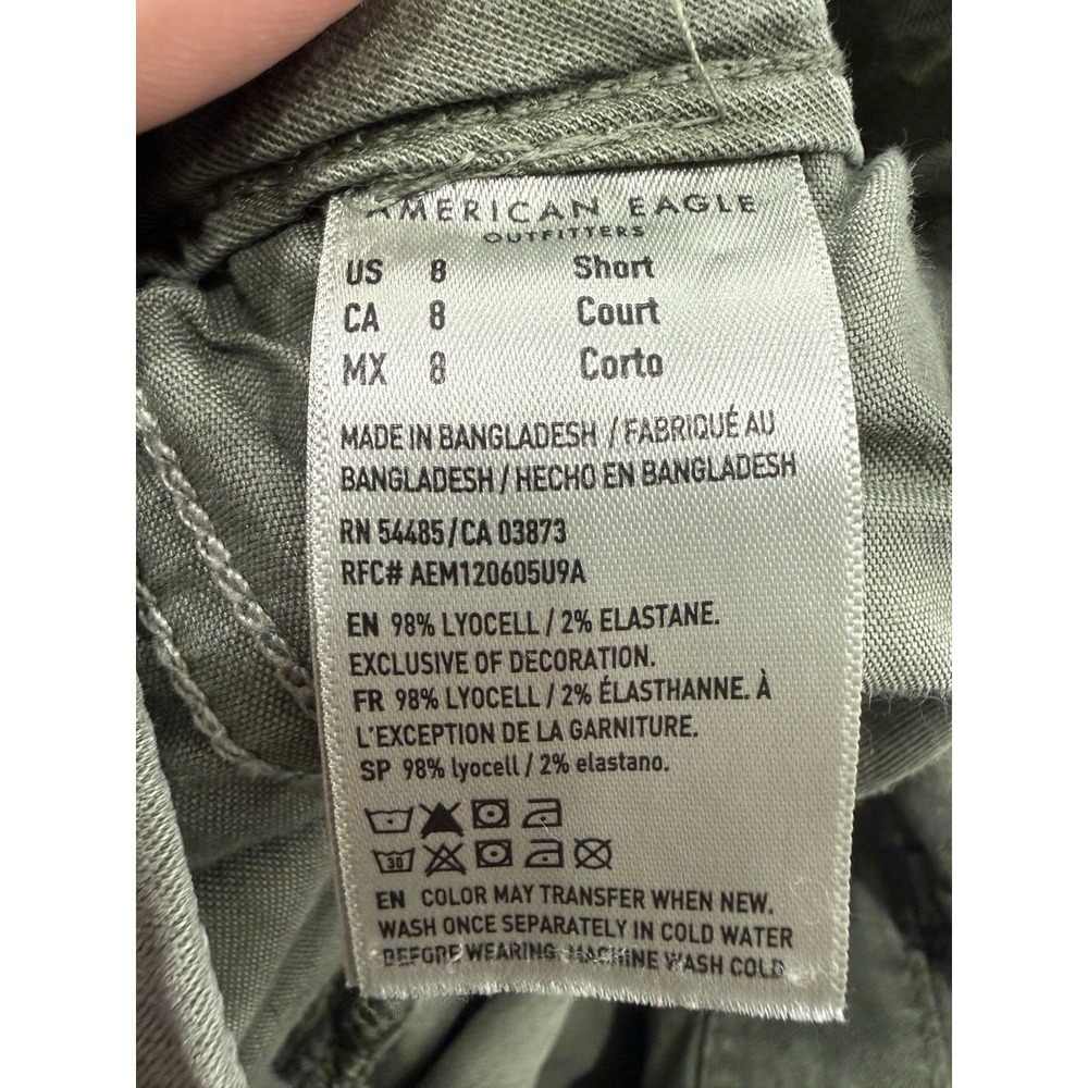 American Eagle Stretch Cargo Pants Womens 6 WIde Leg Strap D Ring Military Cargo - Picture 9 of 10